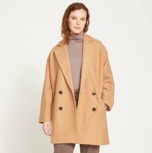 UNIVERSAL STANDARD Blair Double Breasted Wool Coat Tan Camel Sz 8 NWT $259